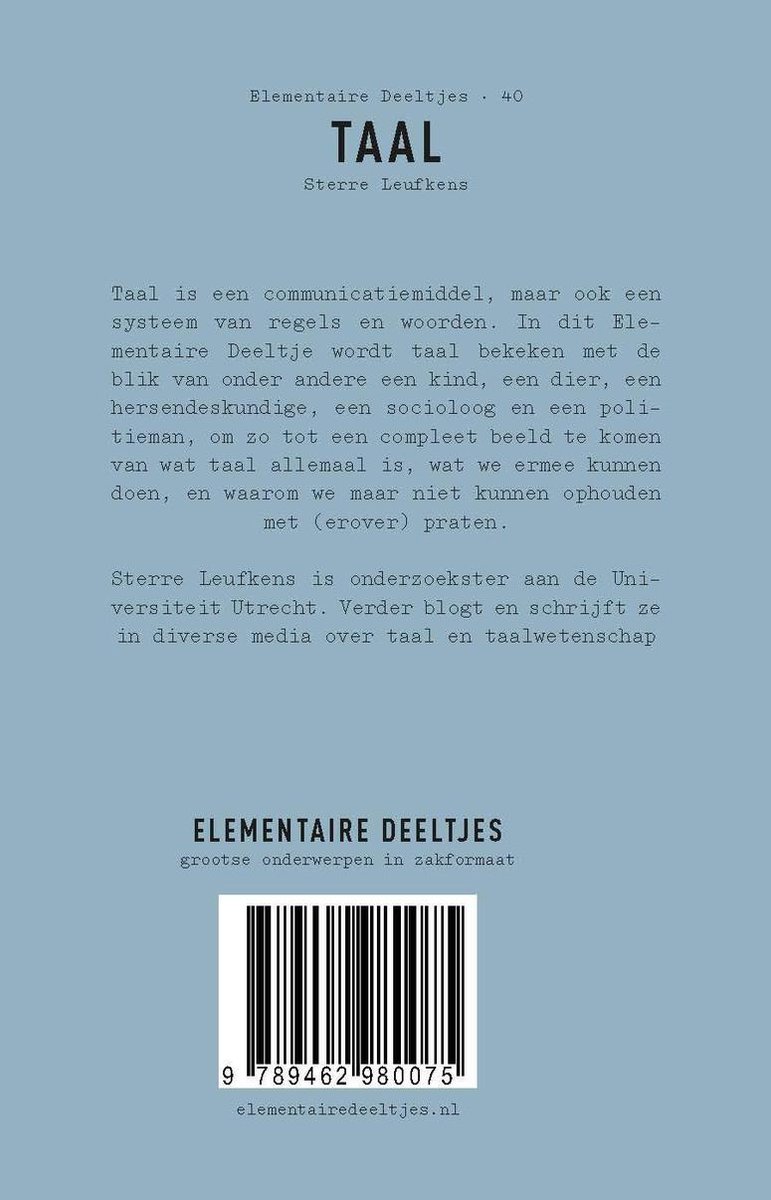 Elementaire Deeltjes 40 - Taal - back cover