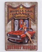 METALEN WANDBORD MUURPLAAT VINTAGE RETRO WANDDECORATIE TEKST DECORATIEBORD RECLAME NOSTALGIE ART PIN UP GARAGE AUTO MUSCLE CAR 885