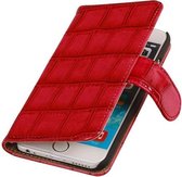 Mobieletelefoonhoesje.nl - iPhone 6 Plus / 6s Plus Hoesje Glans Krokodil Bookstyle Rood