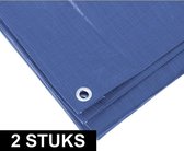 2x Blauwe afdekzeilen / dekzeilen - 5 x 6 meter - 100 grams kwaliteit - Dekkleed / grondzeil