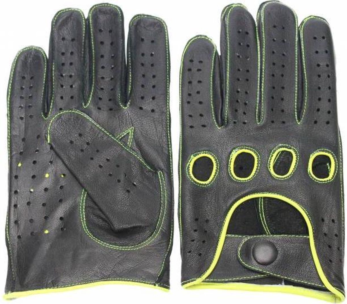 Swift Racing Leren Motorhandschoenen - Handschoenen voor Dames & Heren - Zwart Geel - Maat S