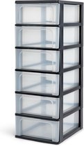 Système de tiroirs IRIS A4 - 6 x 7L - Plastique - Noir / Transparent