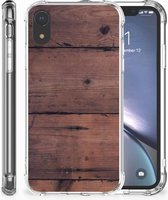 Doorzichtige Silicone Hoesje Geschikt voor iPhone Xr Old Wood