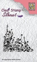 Nellie Snellen Stempel Silhouet - 1 stuks 5 x 4 cm -Lente Bloemen clearstamp border onkruid kruiden SIL021