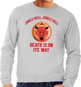 Foute kersttrui / sweater  voor heren - grijs - Duivel Jingle Hell XL (54)
