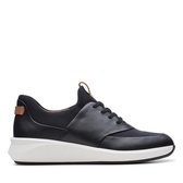Clarks Un Rio Lace Lage sneakers Dames - Zwart Leather - Maat 39