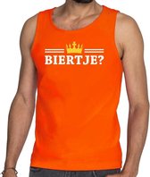 Oranje Biertje met kroon tanktop / mouwloos shirt heren - Oranje Koningsdag kleding M