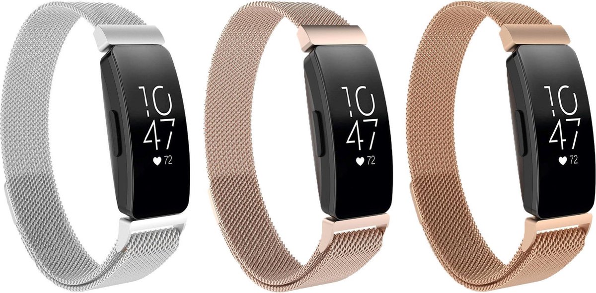 KELERINO. Milanese bandjes geschikt voor Fitbit Inspire (HR) - 3-pack - Small