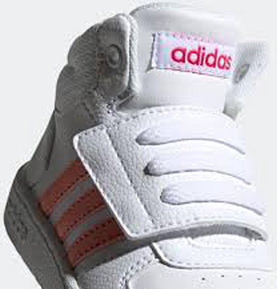 adidas Hoops Mid 2.0 Meisjes Sneakers - Ftwr White/Semi Coral/Real Pink S18  - Maat 20 | bol.com