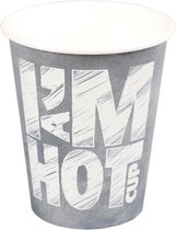 1000x Koffiebeker, I´M a HOT CUP Chalk, Karton en coating, 250ml, 8oz, 93mm, grijs