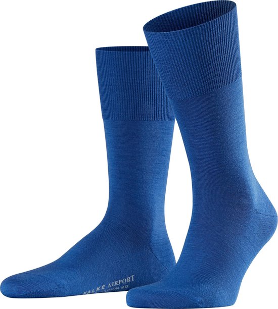 FALKE Airport warme ademende merinowol katoen sokken heren blauw - Matt 43-44