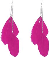 Fako Bijoux® - Oorbellen - Veren Trio - Fuchsia