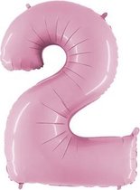 Folieballon cijfer '2' l. roze (100cm)
