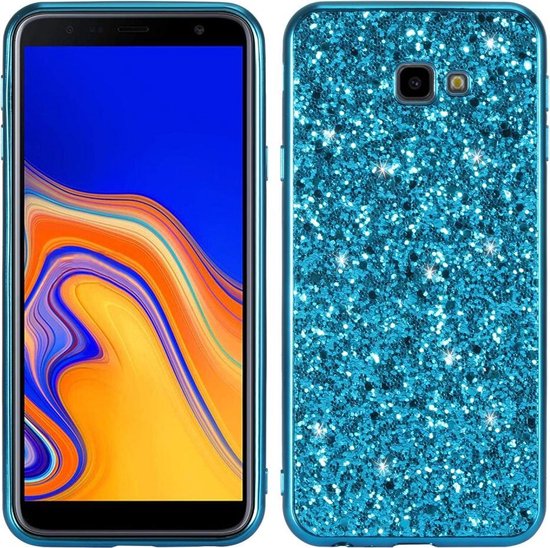 Coque Samsung Galaxy J4 Plus - TPU Glitter - Blauw | bol.com