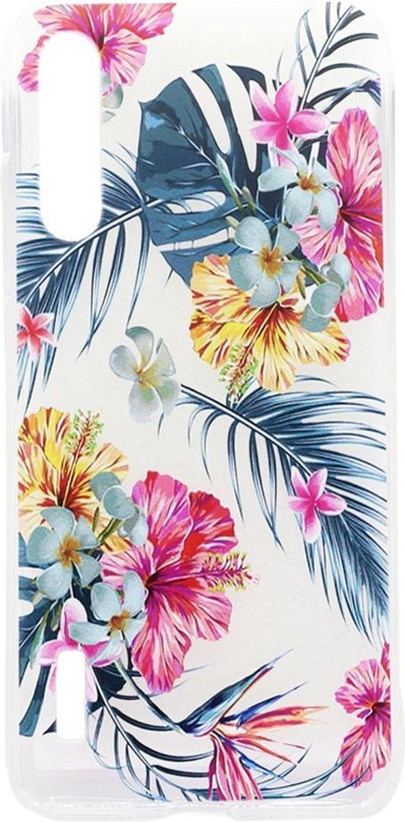 Shop4 - Xiaomi Mi A3 Hoesje - Zachte Back Case Bloemen en Bladeren Gekleurd