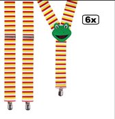 6x Bretels Kikker rood/wit/geel 35mm