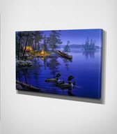 Camping - Painting Canvas - 30 x 40 cm - Schilderij - Canvas - Slaapkamer - Wanddecoratie  - Slaapkamer - Foto op canvas