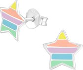Zilveren ster - regenboog oorknopjes - Toverstaartjes kinderoorbellen