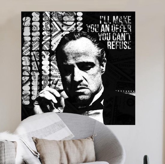 Schilderij Don Corleone print op metaal | 70 x 70 cm | PosterGuru.nl |  bol.com
