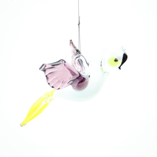 Papegaai Glazen Vogel hangend 11x10 cm