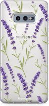 Fooncase Hoesje Geschikt voor Samsung Galaxy S10e - Shockproof Case - Back Cover / Soft Case - Purple Flower / Paarse bloemen