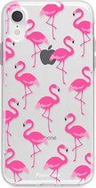 FOONCASE Coque souple en Siliconen TPU pour iPhone XR - Transparente - Coque arrière (antichoc) - Flamingo