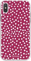 iPhone XS hoesje TPU Soft Case - Back Cover - POLKA / Stipjes / Stippen / BordeauXS Rood