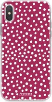 iPhone XS Max hoesje TPU Soft Case - Back Cover - POLKA / Stipjes / Stippen / Bordeaux Rood