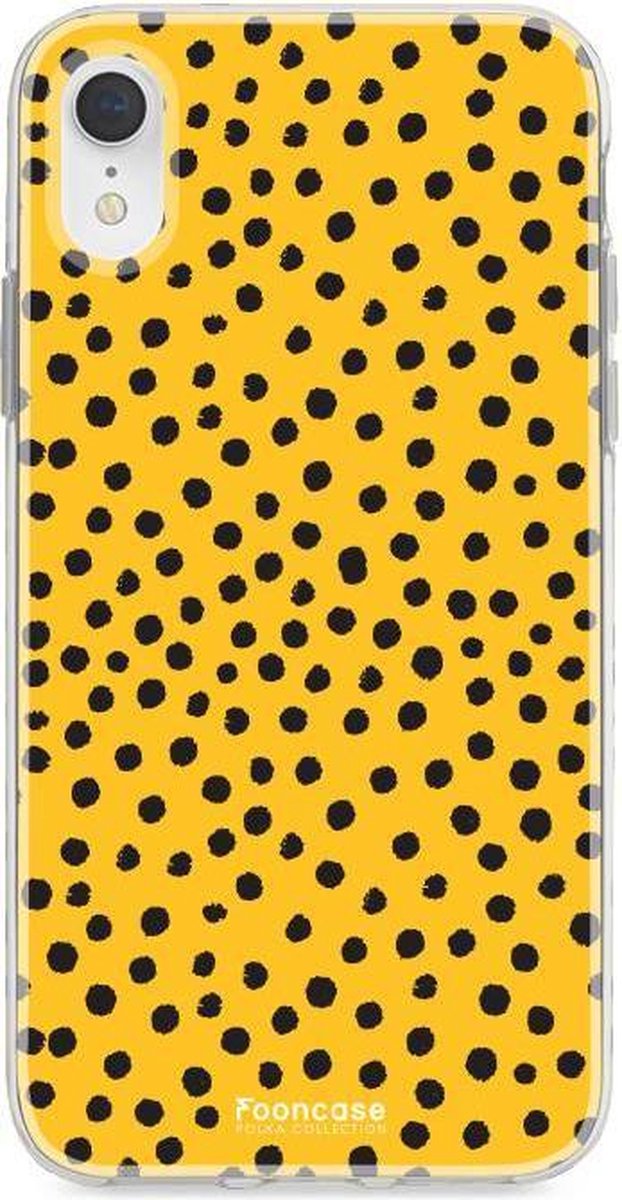 iPhone XR hoesje TPU Soft Case - Back Cover - POLKA / Stipjes / Stippen / Oker Geel