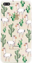 Fooncase Hoesje Geschikt voor iPhone 8 Plus - Shockproof Case - Back Cover / Soft Case - Alpaca / Lama