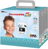 Kreul PorcelainPen + Kop Set voor jongens - 4 Porseleinpennen met mok en sjablonen - Geschikt als kado, voor kinderfeestjes & kids craft