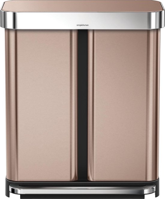 Simplehuman Vuilbak Rectangular Recycle Rvs Met Liner Pocket 24 + 34 l Rose Gold