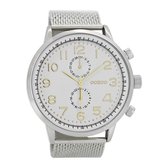 Zilverkleurige OOZOO horloge met zilverkleurige metalen mesh armband - C7087