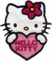 Strijk embleem Hello Kitty met hart