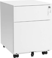 MIRA Home - Kantoorkast - Dossierkast - Kantoor - Mobiel - Wit - Met wieltjes - Wit - 54x52x39