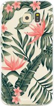 Samsung Galaxy S6 Edge hoesje TPU Soft Case - Back Cover - Tropical Desire / Bladeren / Roze