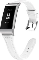 SmartphoneClip® Leer wit Bandje geschikt voor Fitbit Charge 3 / Charge 4