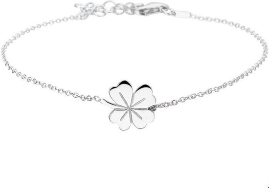 Glams Armband Klaver 1,0 mm 17 + 3 cm - Zilver