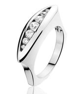Montebello Ring Astrid - Dames - Zilver Gerhodineerd - Zirkonia - Maat 52 - 16.5 mm