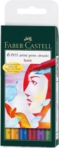 Faber Castell 6 Pitt artist pens brush basic