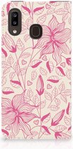 Geschikt voor Samsung Galaxy A30 Smart Cover Pink Flowers