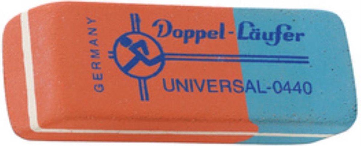 Läufer dubbele gum universeel - rood voor potlood, blauw voor inkt