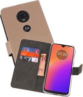 Booktype Telefoonhoesjes - Bookcase Hoesje - Wallet Case -  Geschikt voor Motorola Moto G7 - Goud