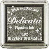 DE-SML-192 Delicata glitter inkt - stempelkussen klein - "real silver" - echt zilver - dekkend