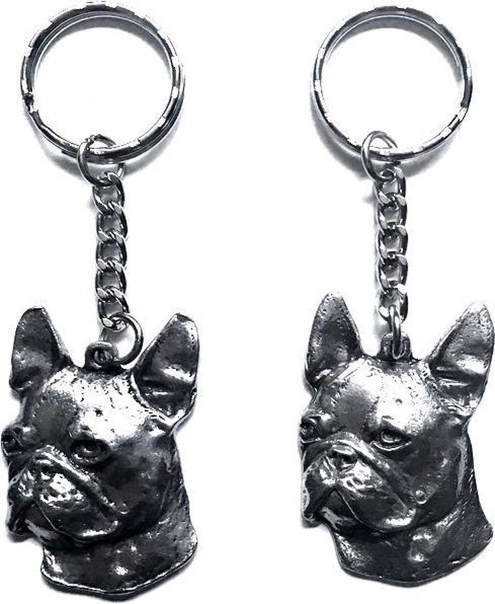 Franse Bulldog Pocket boom/sleutelhanger met RVS bal en faux leder kwast Accessoires Sleutelhangers & Keycords Ritshangers 
