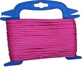 Gevlochten Koord – 20 meter – 4mm - Roze – Touw - Handhaspel