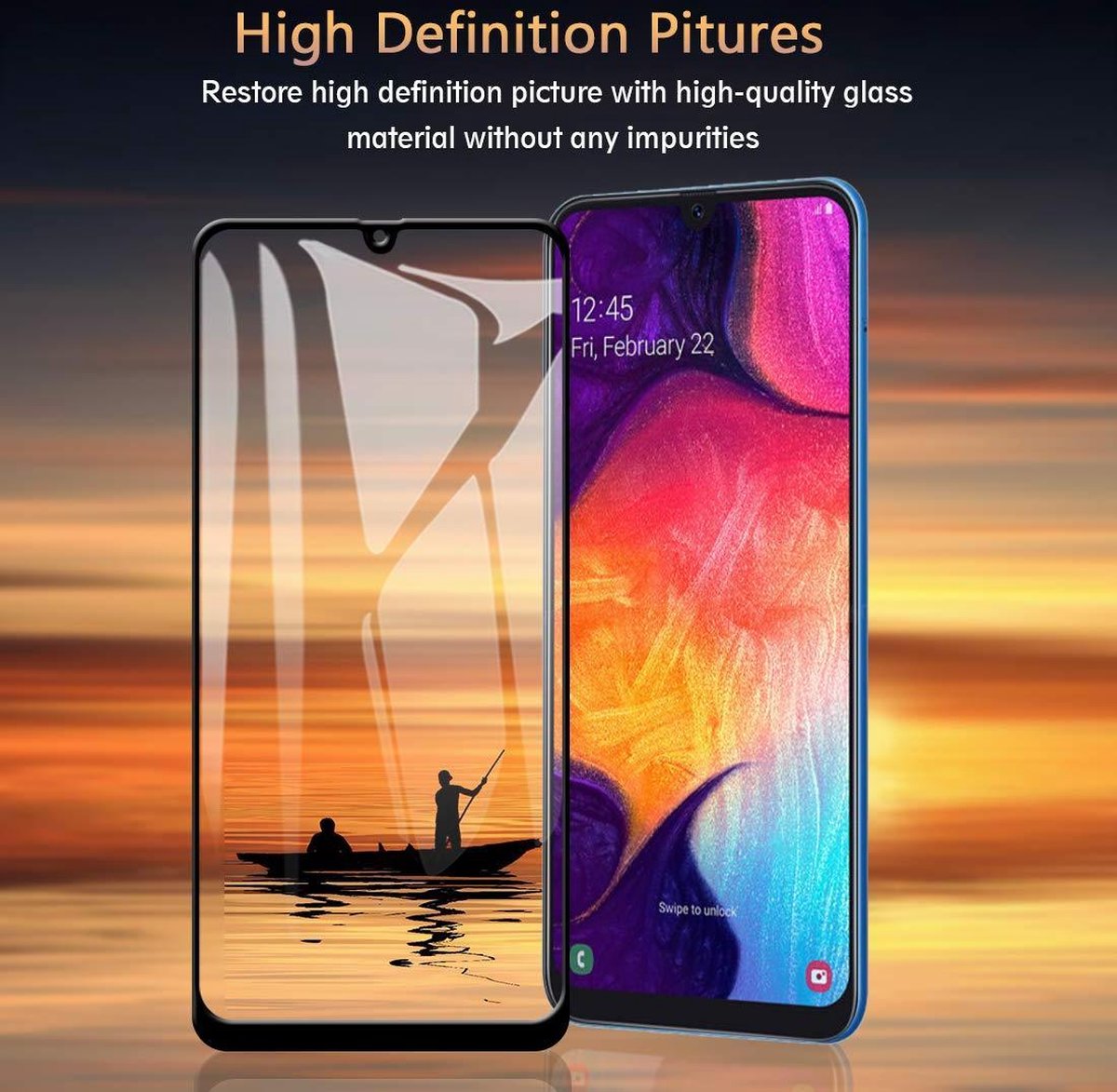 2x Full Cover Screenprotector Geschikt Voor: Samsung Galaxy A50 Screen protector Glazen Gehard - Volledig Scherm Tempered Glass