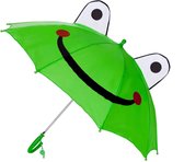 Leuke kinder paraplu   met UV-bescherming en fluitje - Groene kikker