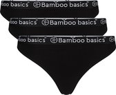 Bamboo Basics - 3-Pack Dames Bamboe Strings Emma – Zwart - Maat M