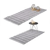 relaxdays - vloerkleed - loper tapijt - handgemaakt - 80x200   70x140 cm katoen